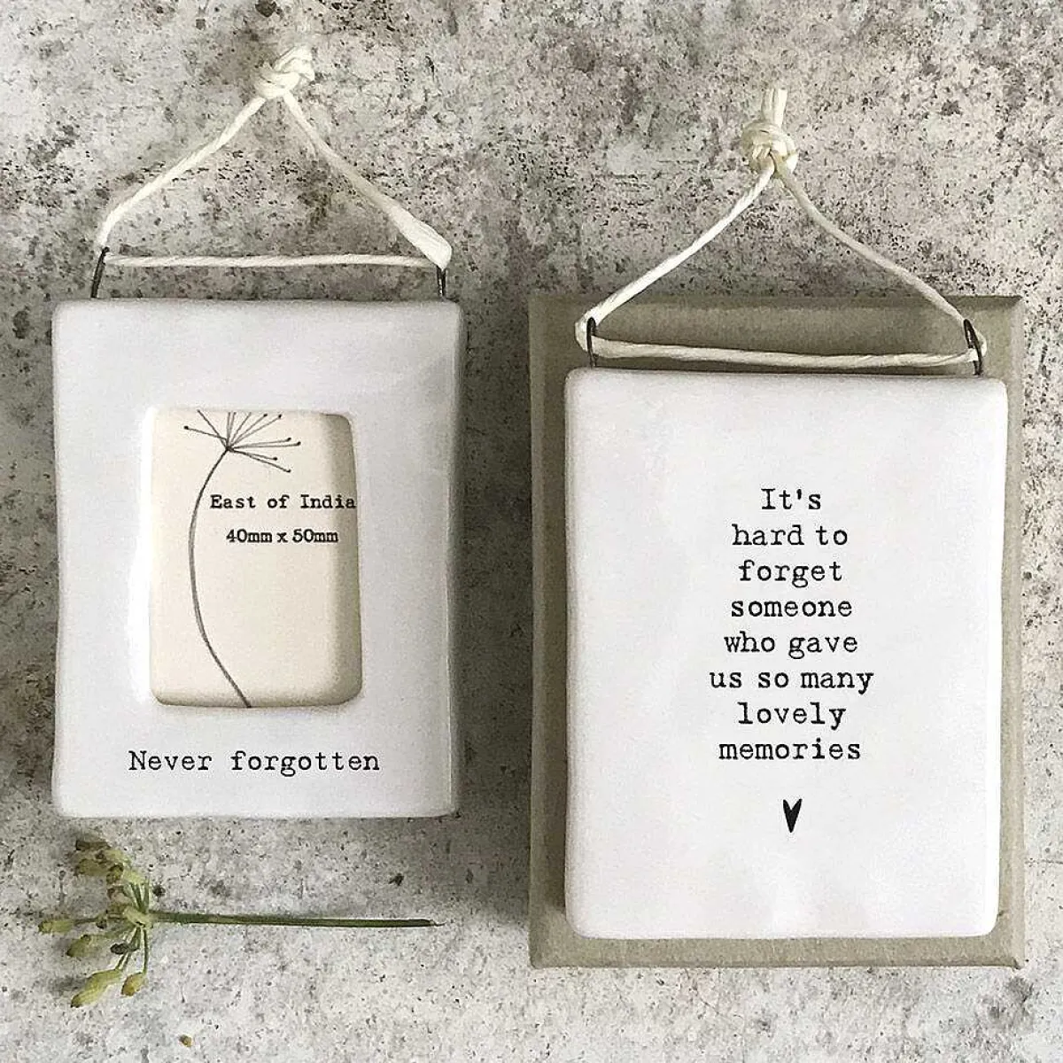 'Never Forgotten' Mini Hanging Frame>East of India Outlet