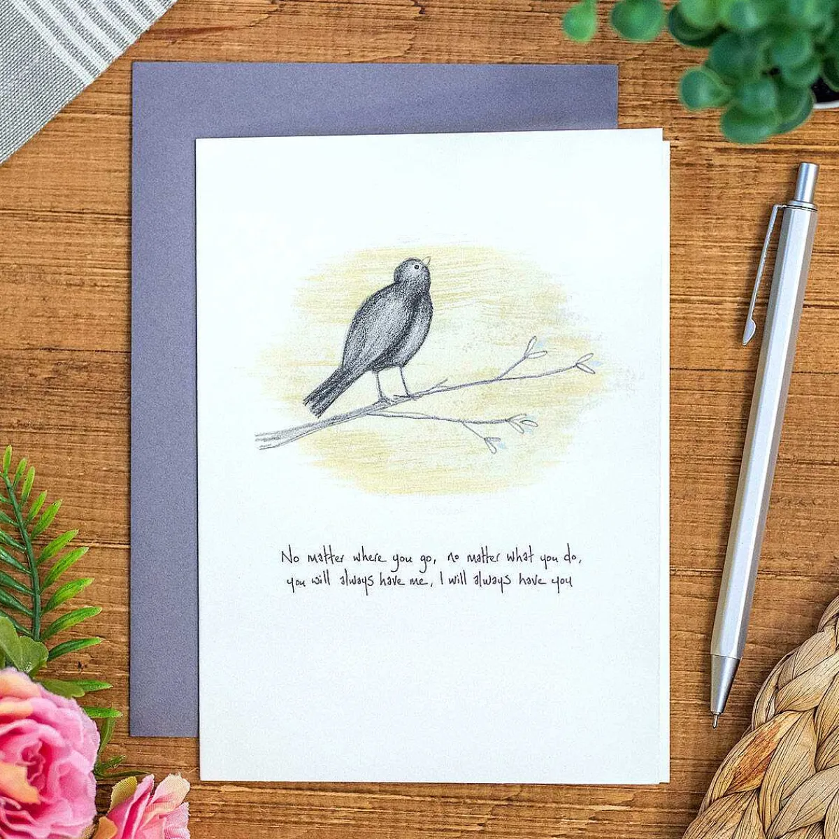 'No Matter Where You Go' Bird Card>East of India Sale