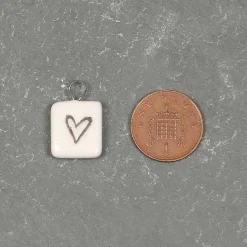 Porcelain Heart Tile On Wire>East of India Clearance