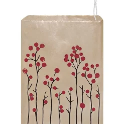'Red Berries' Pack Of 50 Large Strung Bags>East of India Best