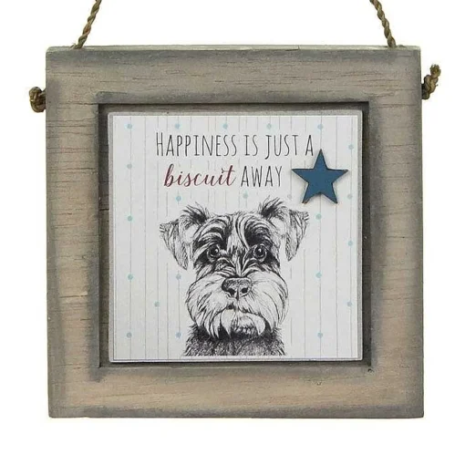 Schnauzer Dog Just A Biscuit Away Wooden Plaque>East of India Sale