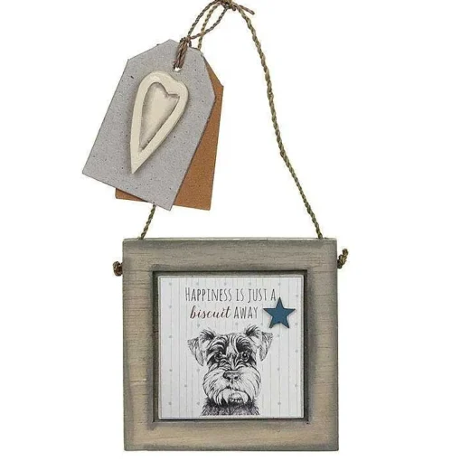 Schnauzer Dog Just A Biscuit Away Wooden Plaque>East of India Sale