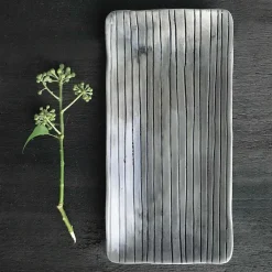 Scratched Lines Long Painted Trinket Dish><noscript><img width=
