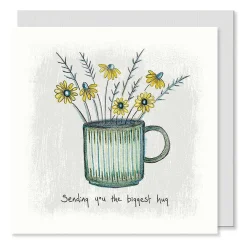 'sending You The Biggest Hug' Flowers In A Mug Card>East of India Fashion