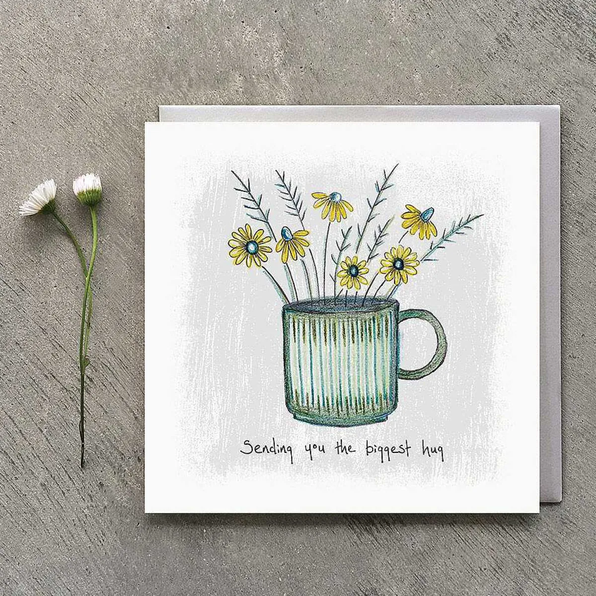 'sending You The Biggest Hug' Flowers In A Mug Card>East of India Fashion