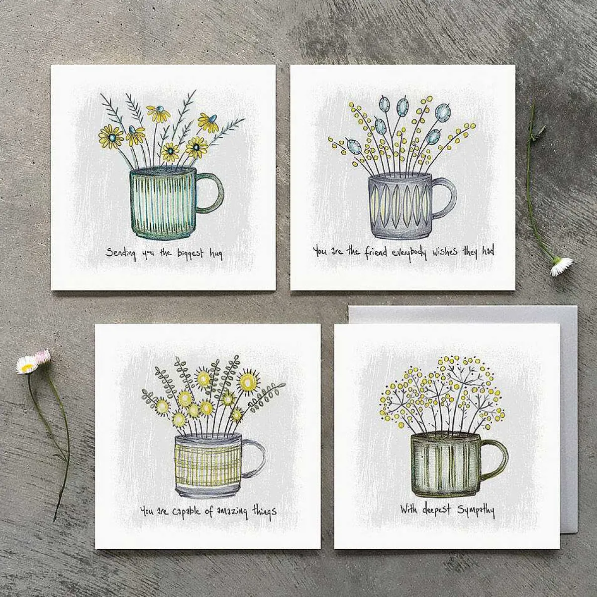 'sending You The Biggest Hug' Flowers In A Mug Card>East of India Fashion