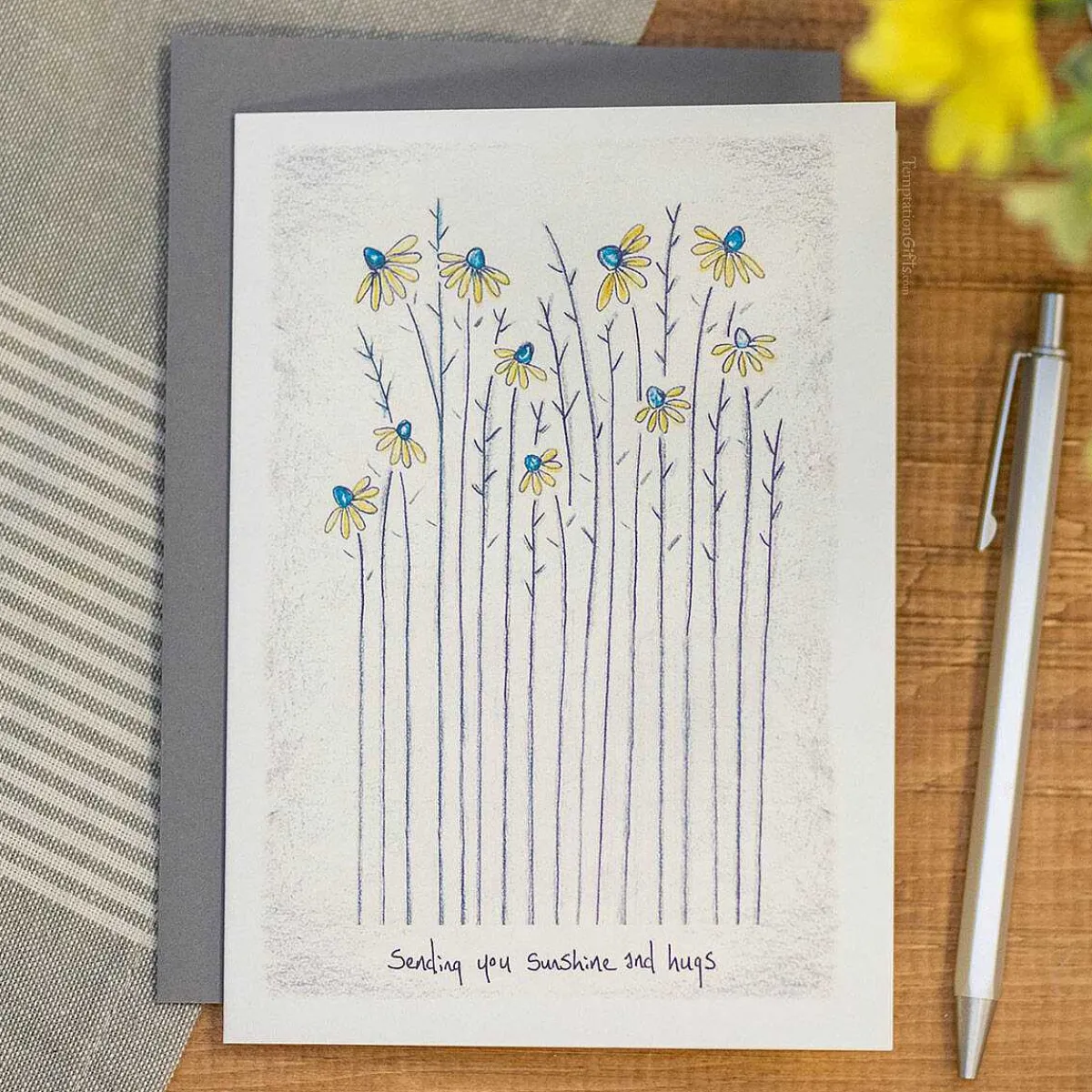 'sunshine And Hugs' Tall Flower Card>East of India Best Sale