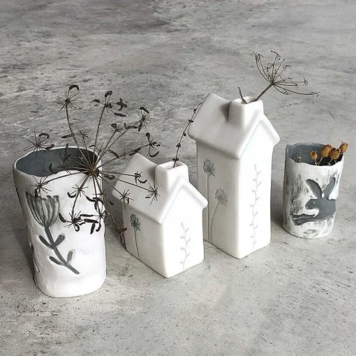 Tall House Flower Vase>East of India Fashion