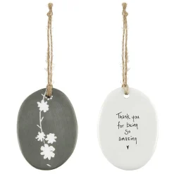 'Thank You For Being Amazing' Sgraffito Porcelain Hanger>East of India Fashion