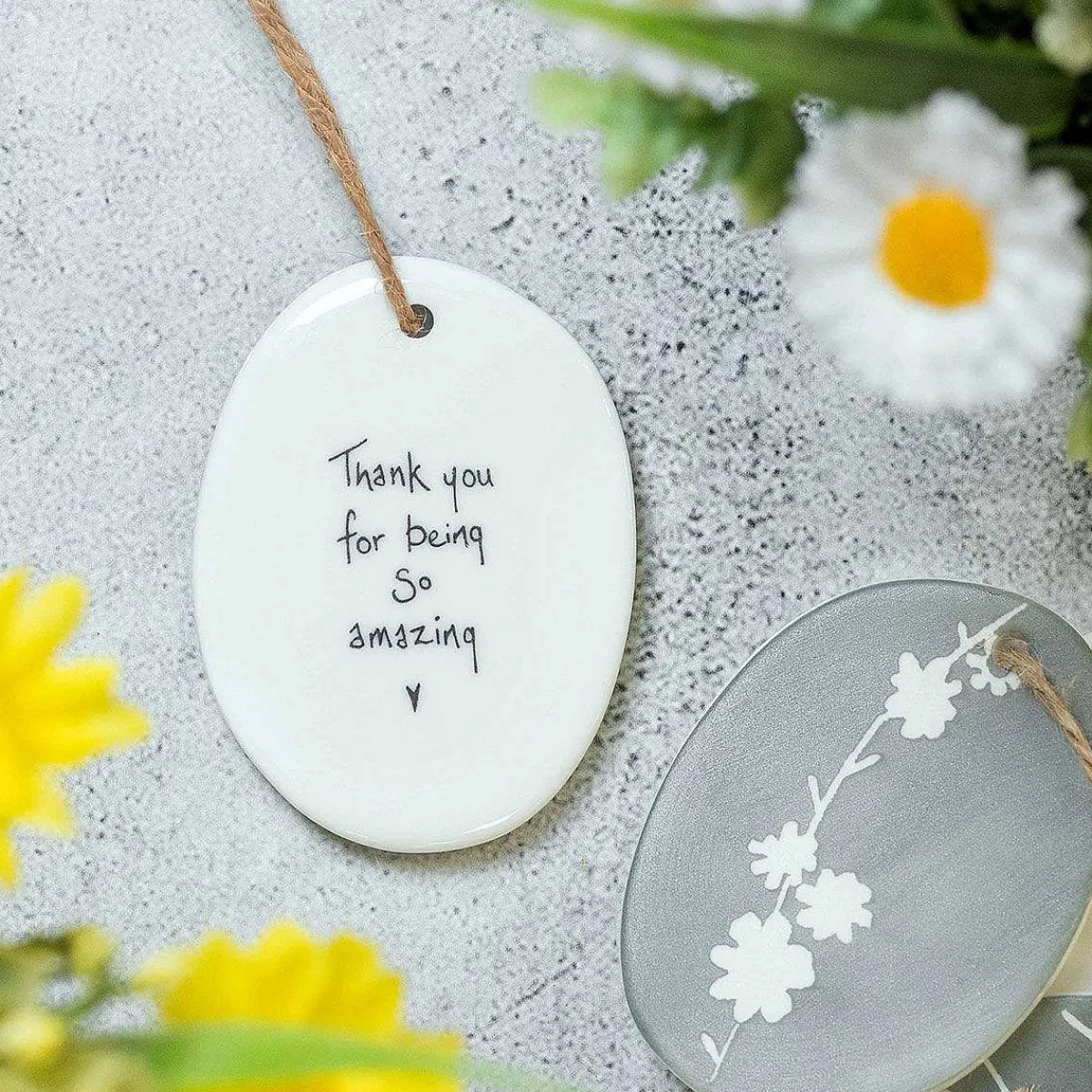 'Thank You For Being Amazing' Sgraffito Porcelain Hanger>East of India Fashion