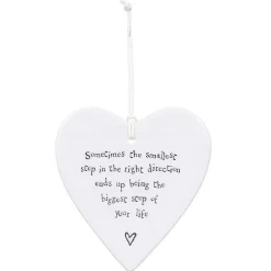 The Smallest Step Hanging Porcelain Heart>East of India New