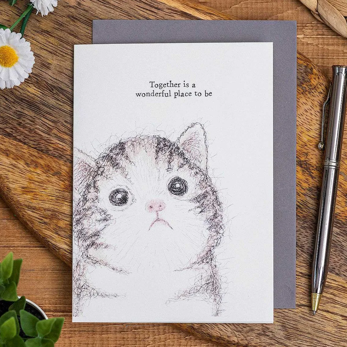 'Together Is A Wonderful Place To Be' Cat Card>East of India Clearance