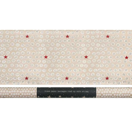White Dots & Red Stars Roll Of Kraft Paper>East of India Shop