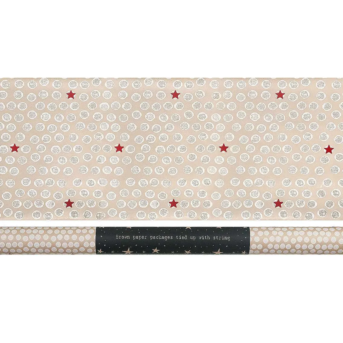 White Dots & Red Stars Roll Of Kraft Paper>East of India Shop