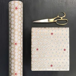 White Dots & Red Stars Roll Of Kraft Paper>East of India Shop
