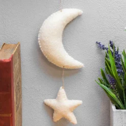 White Felt Moon & Stars Decoration>East of India Sale