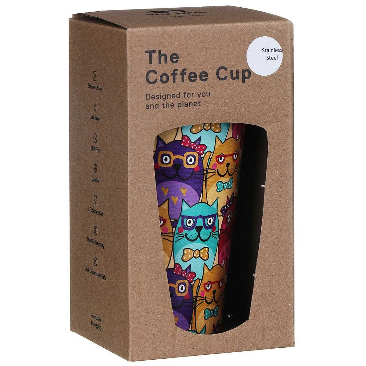 Cats With Glasses Stainless Steel Travel Coffee Cup>Eco Chic Best Sale