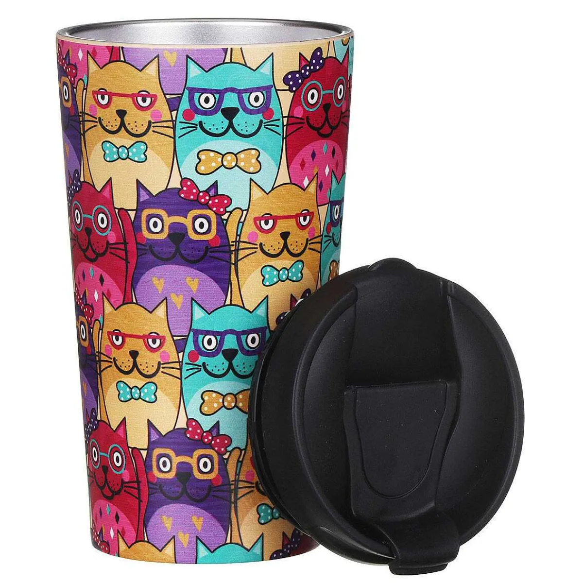 Cats With Glasses Stainless Steel Travel Coffee Cup>Eco Chic Best Sale