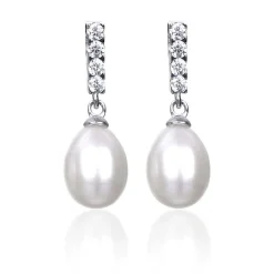 White Fresh Water Pearl Drop Boxed Silver Earrings>Elements Cheap