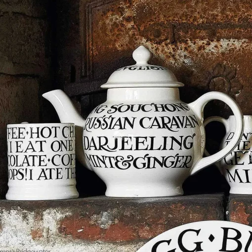 Black Toast Writing 4 Mug Teapot Boxed>Emma Bridgewater Sale
