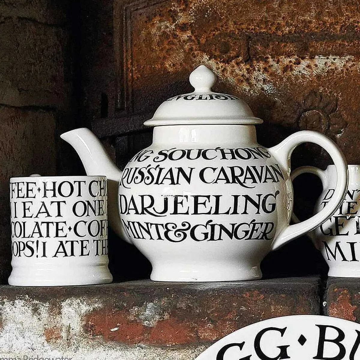 Black Toast Writing 4 Mug Teapot Boxed>Emma Bridgewater Sale