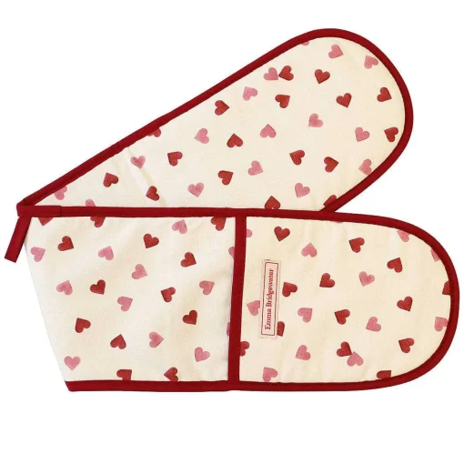Pink Hearts Double Oven Glove & Tea Towel Set>Emma Bridgewater New