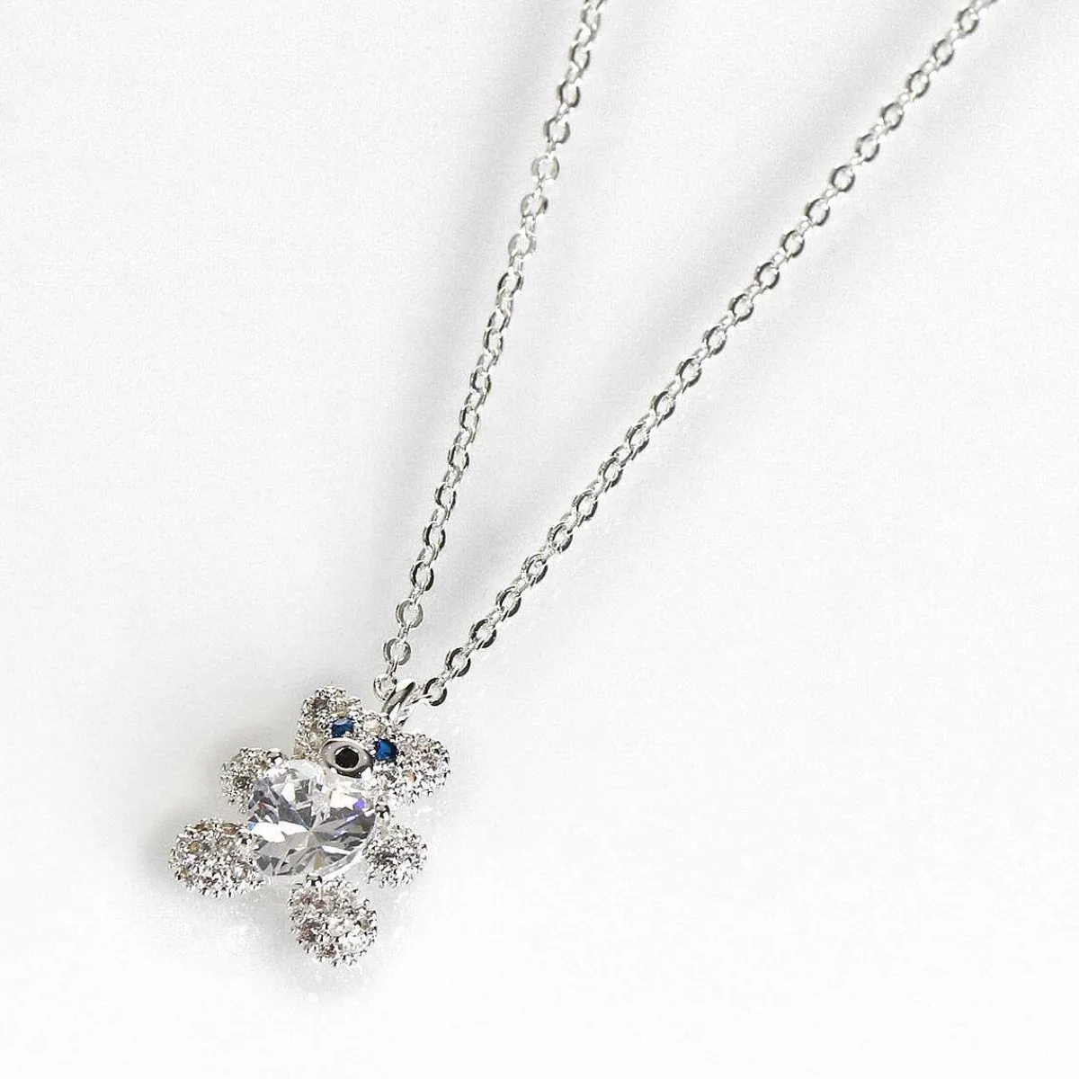 Girls Silver Plated Sparkly Teddy Necklace>Equilibrium Best Sale