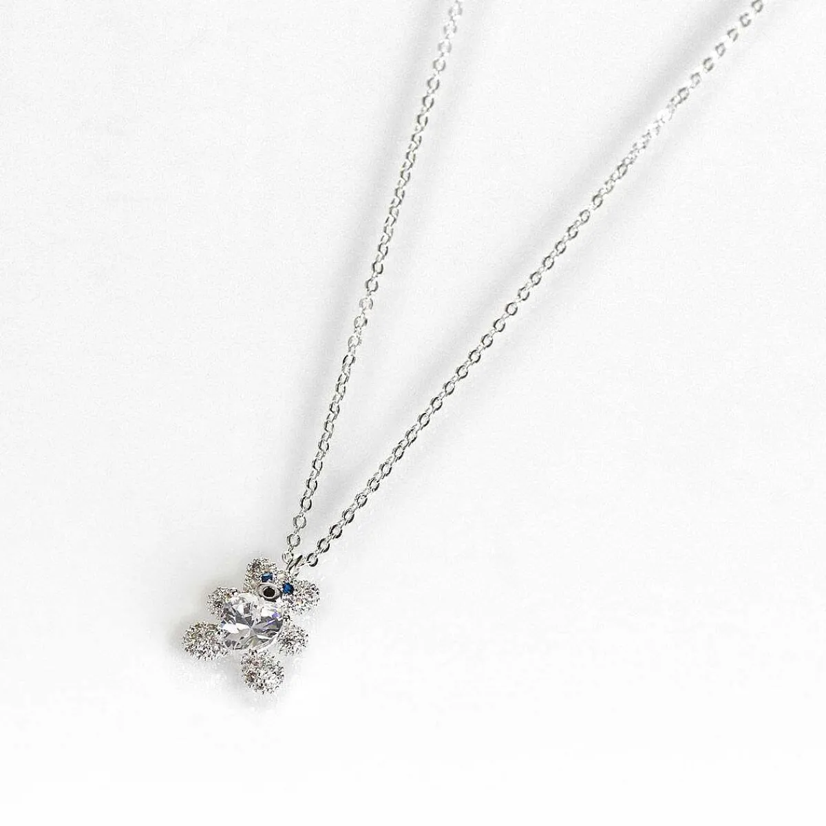 Girls Silver Plated Sparkly Teddy Necklace>Equilibrium Best Sale