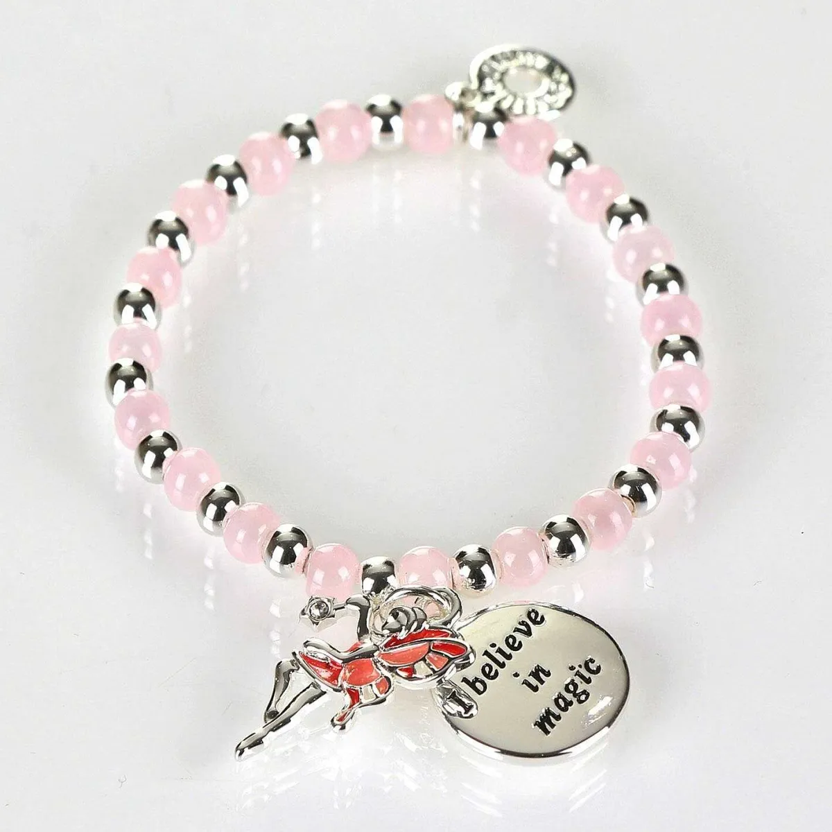 Girls Silver Plated Pink Mystical Bead Bracelet>Equilibrium Sale