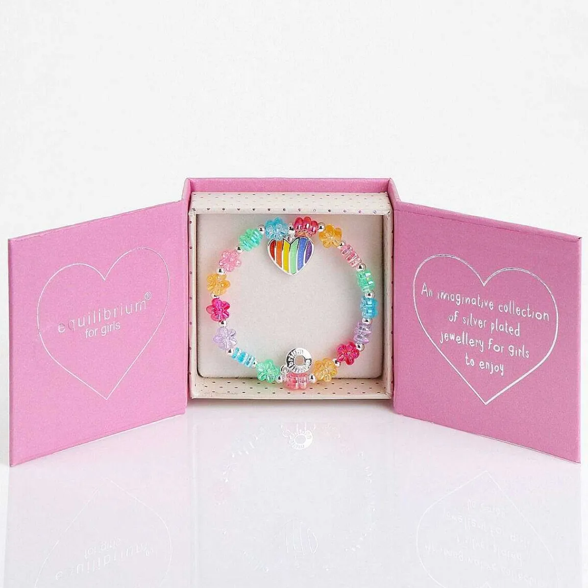 Girls Silver Plated Rainbow Heart Bracelet>Equilibrium Discount