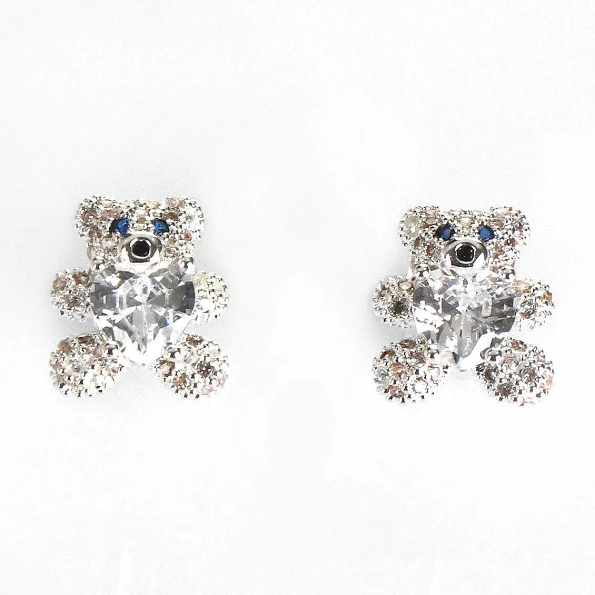 Girls Silver Plated Sparkly Teddy Earrings>Equilibrium Shop