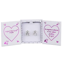 Girls Silver Plated Sparkly Teddy Earrings>Equilibrium Shop