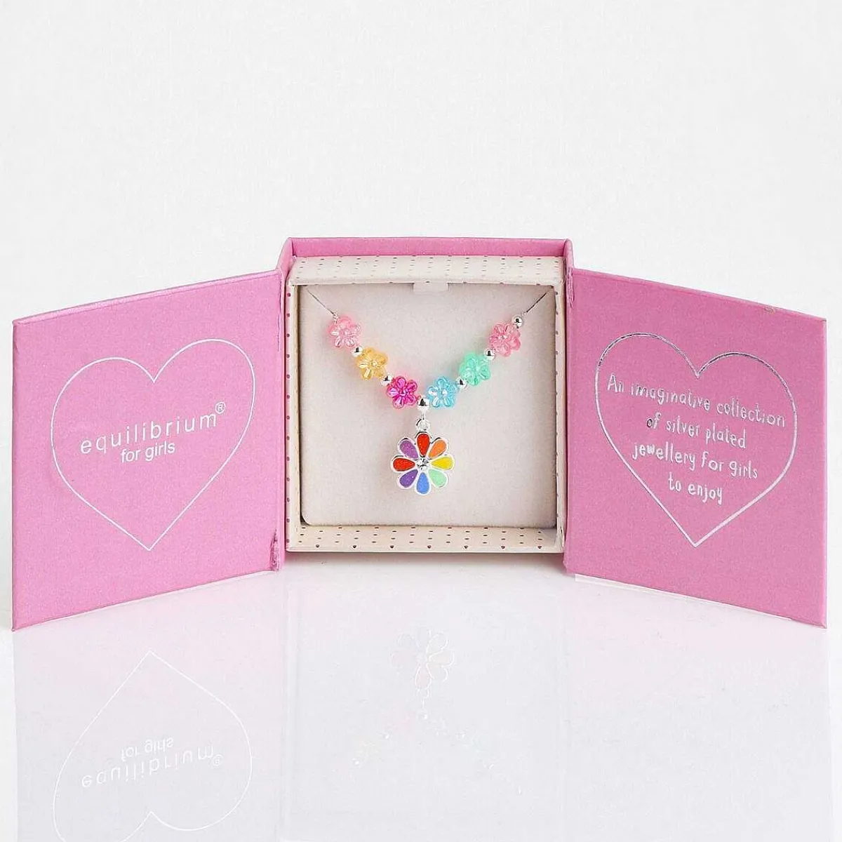 Girls Silver Plated Rainbow Flowers Necklace>Equilibrium Store