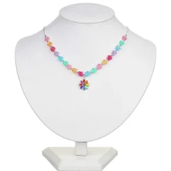 Girls Silver Plated Rainbow Flowers Necklace>Equilibrium Store