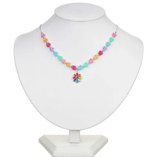 Girls Silver Plated Rainbow Flowers Necklace>Equilibrium Store