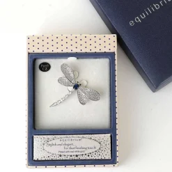 Glitzy Dragonfly White Gold Plated Brooch><noscript><img width=