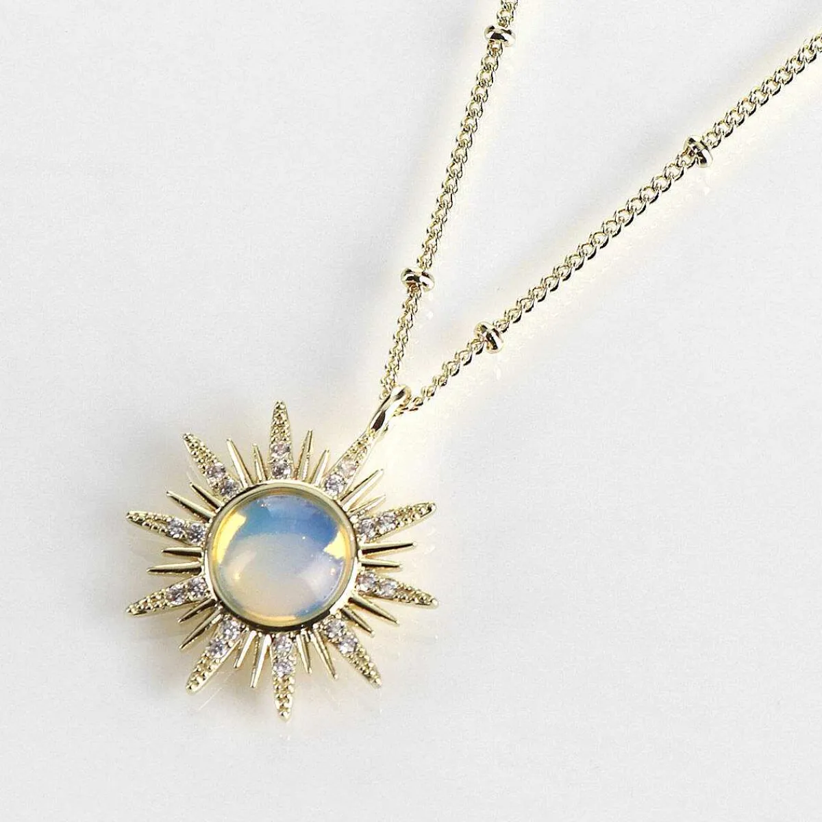 Gold Plated Moonstone Sunshine Necklace>Equilibrium Clearance