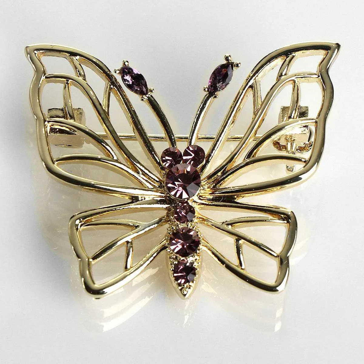 Gold-Plated Sparkle Filigree Butterfly Brooch>Equilibrium Cheap