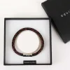 Men's Three Tone Plait Leather Bracelet Red Brown Black>Equilibrium Fashion