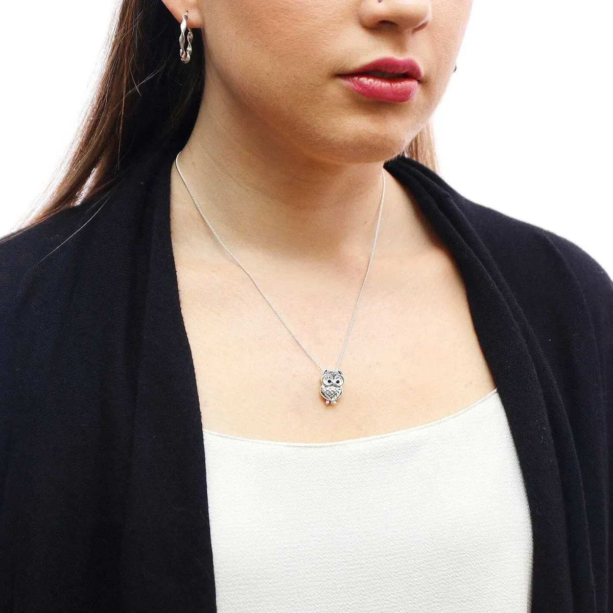 Owl Silver Plated Boxed Necklace>Equilibrium Hot