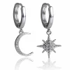 Silver Plated Celestial Moon Star Huggie Earrings>Equilibrium Fashion