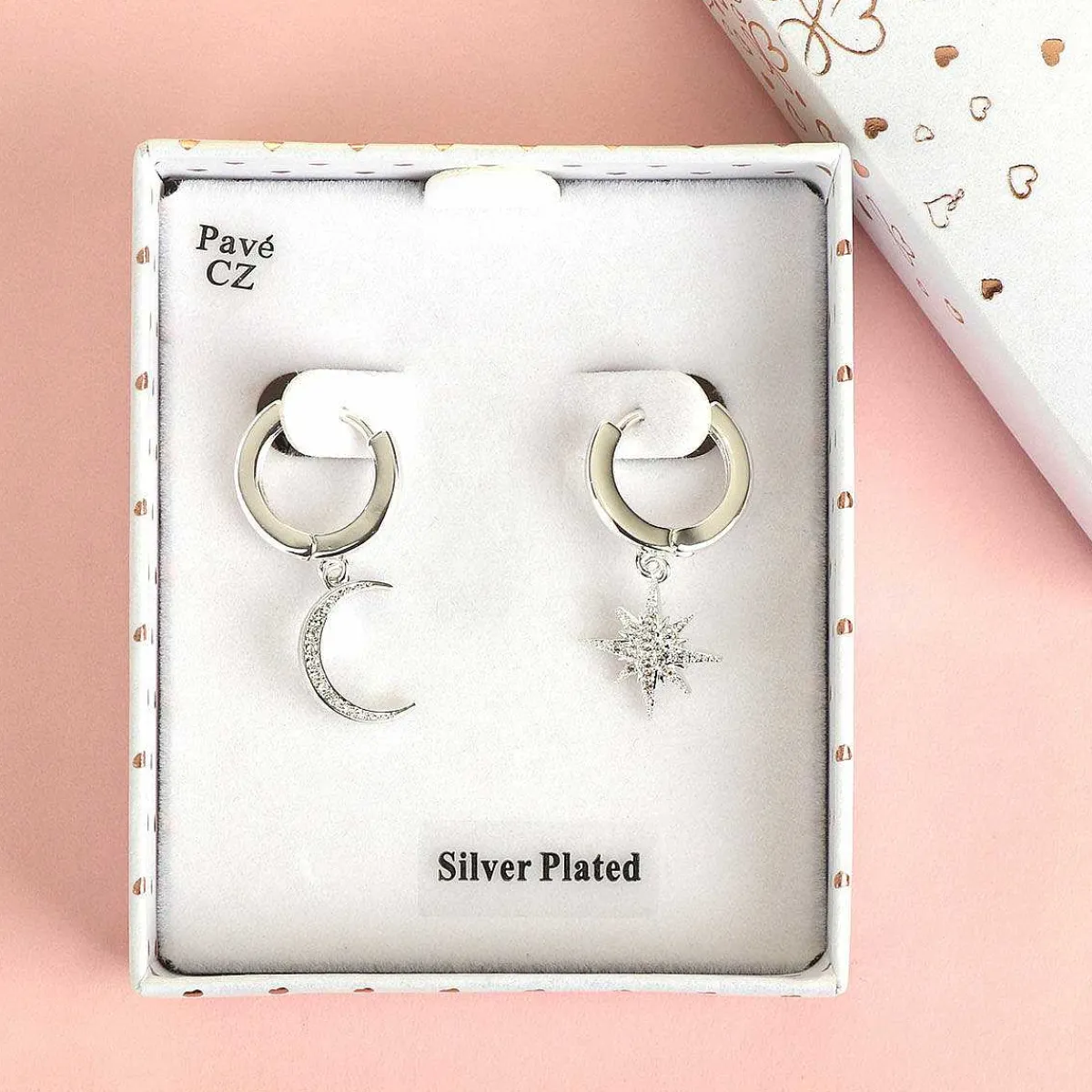 Silver Plated Celestial Moon Star Huggie Earrings>Equilibrium Fashion
