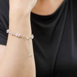 Silver Plated Gemstone Blue Lace Agate And Rose Quartz Friendship Bracelet>Equilibrium Flash Sale