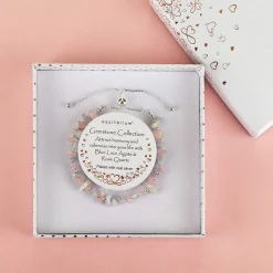 Silver Plated Gemstone Blue Lace Agate And Rose Quartz Friendship Bracelet><noscript><img width=