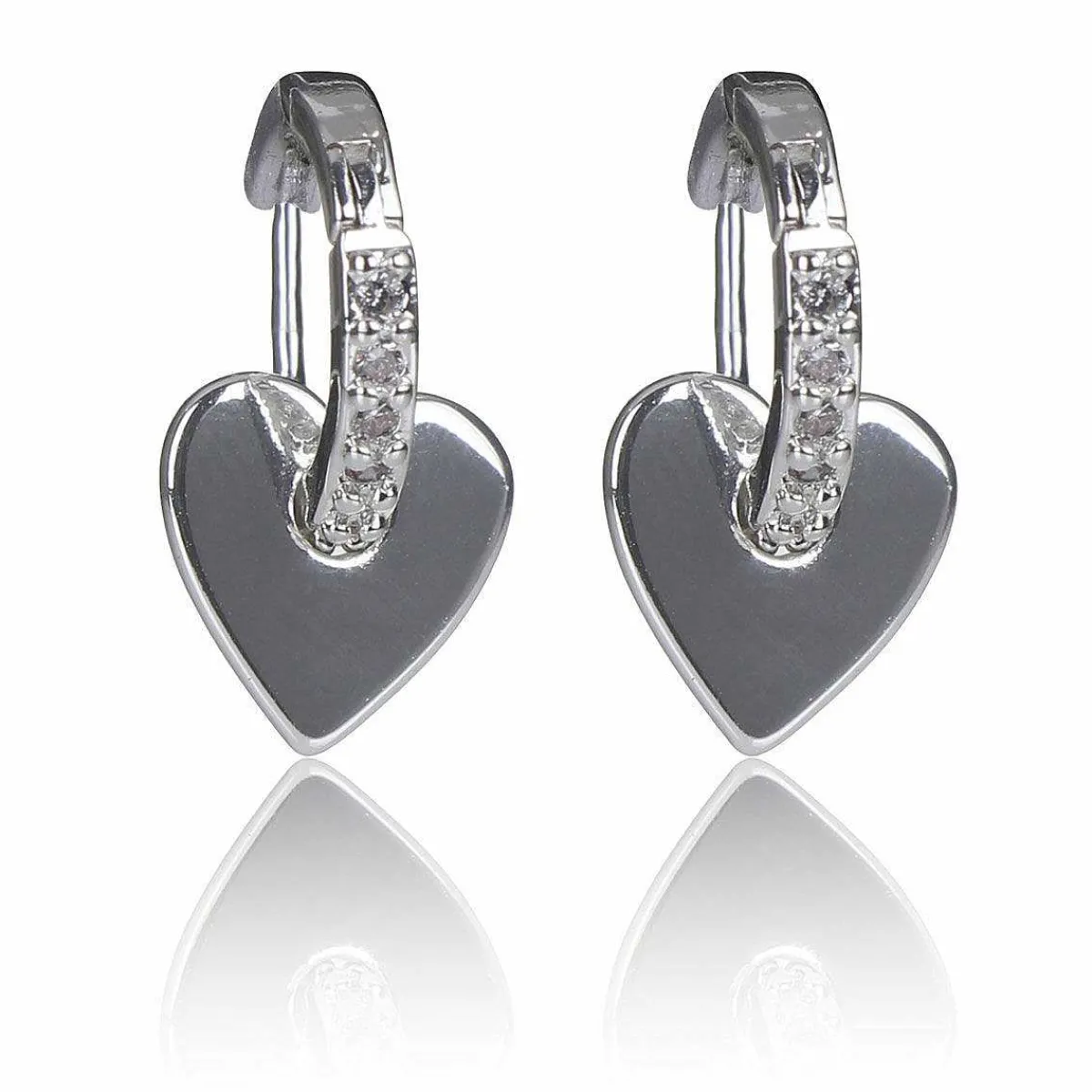 Silver Plated Chic Huggie Heart Earrings>Equilibrium Outlet