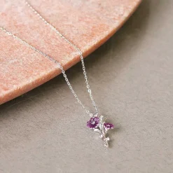 Silver Plated Gerbera Daisy Necklace><noscript><img width=