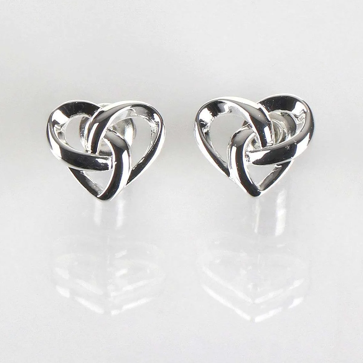 Silver Plated Celtic Knotted Heart Stud Earrings>Equilibrium Best Sale