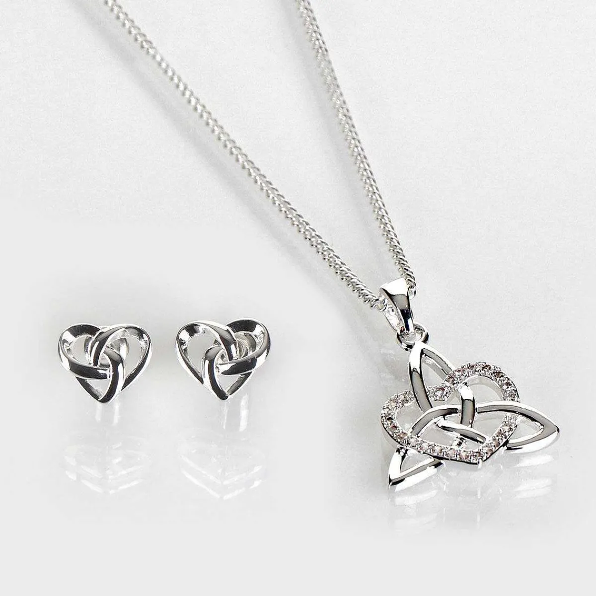 Silver Plated Celtic Knotted Heart Stud Earrings>Equilibrium Best Sale
