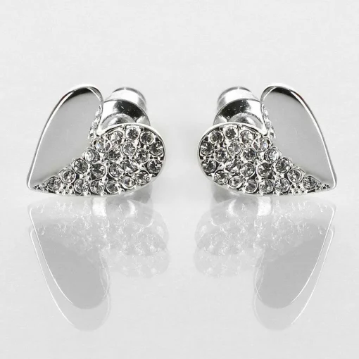 Silver Plated Te Amo Two Halves Heart Stud Earrings>Equilibrium Flash Sale