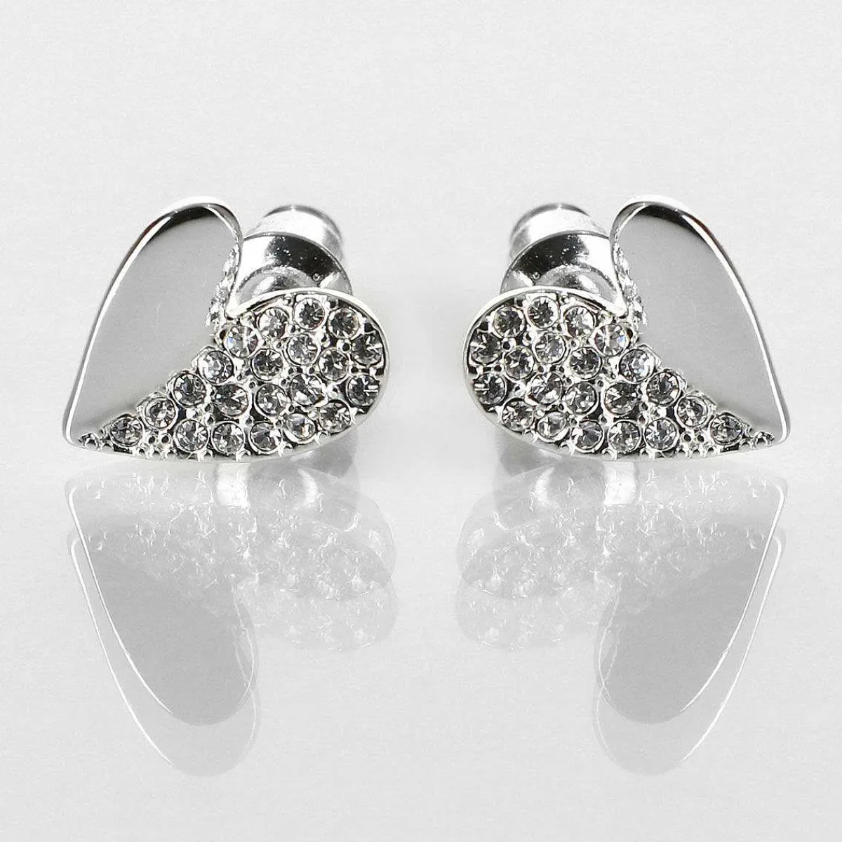 Silver Plated Te Amo Two Halves Heart Stud Earrings>Equilibrium Flash Sale